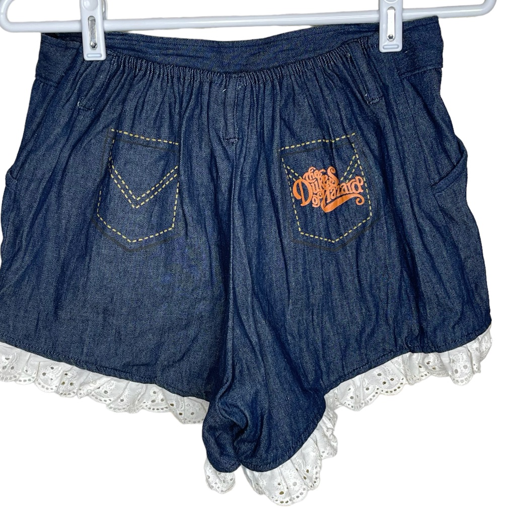 Womens Daisy Dukes Denim Blue Jeans Lace Accents Shorts The Dukes Of Hazard